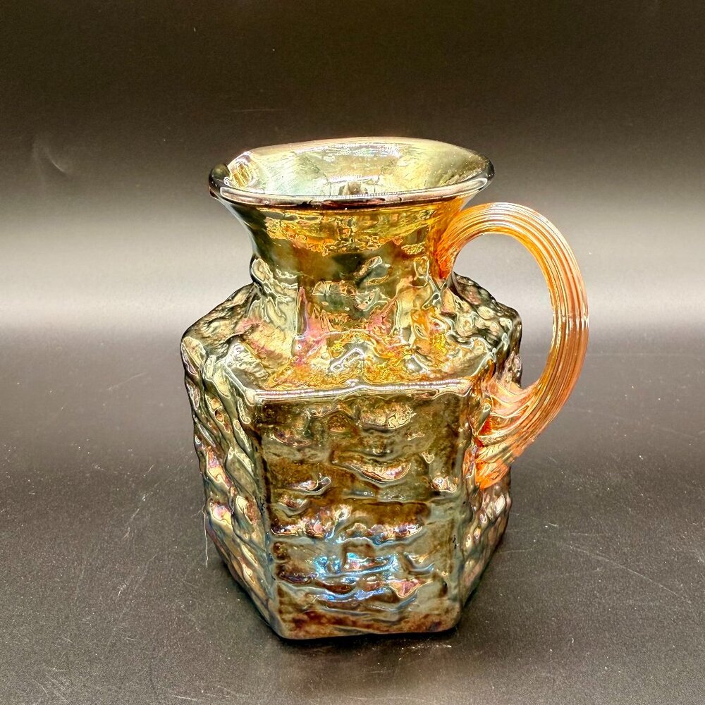 Vintage Pilgrim Glass Nugate Pitcher — Nugget/Rock Crystal Carnival, Iridescent